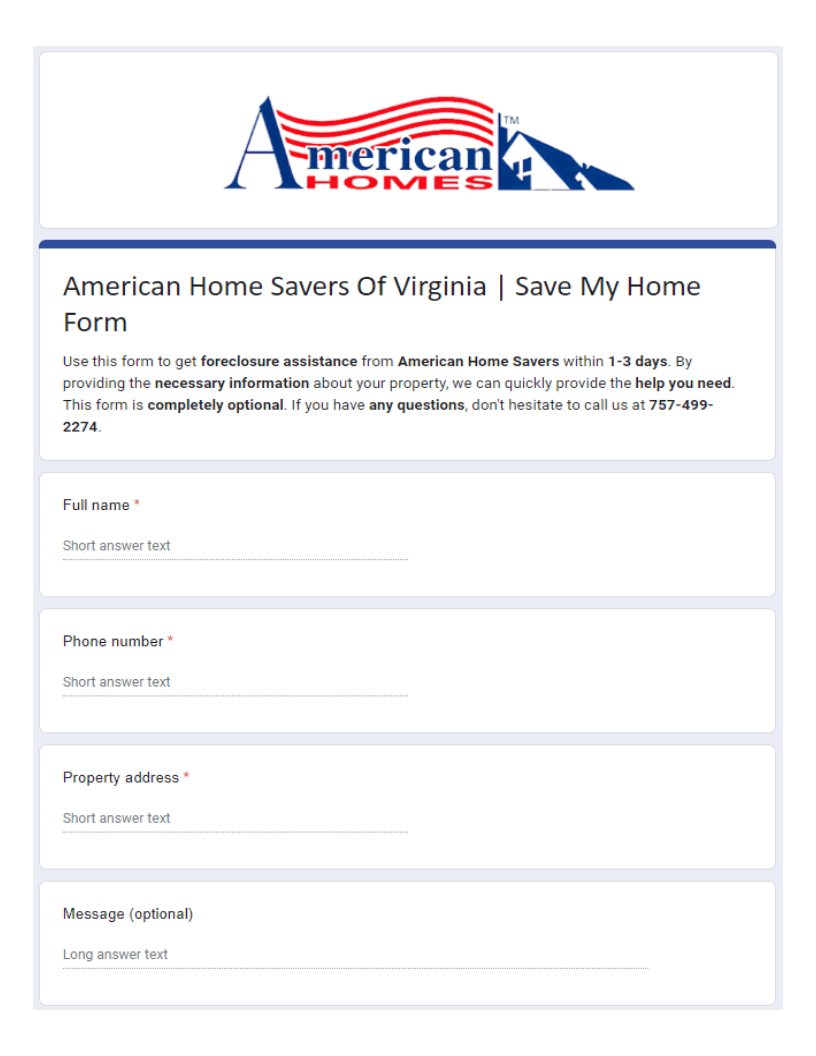 American Home Savers Save Form